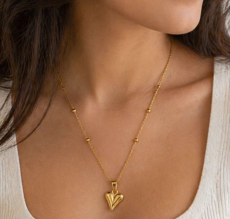 Heart of gold pendant Anti tarnish 9